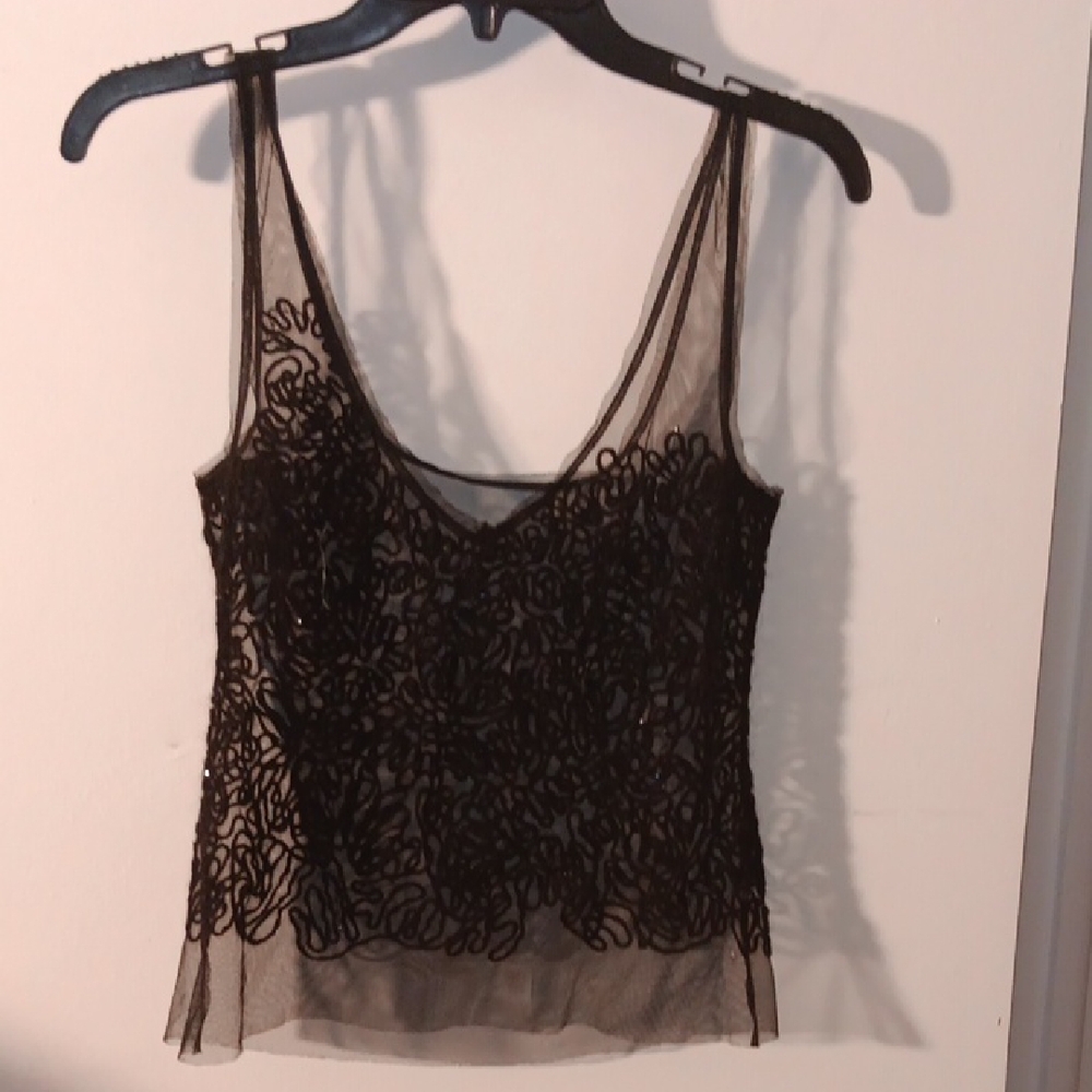 Women's Black Lace Mesh Tank Top